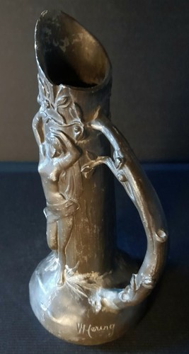 Vase etain signé w hering - vase,