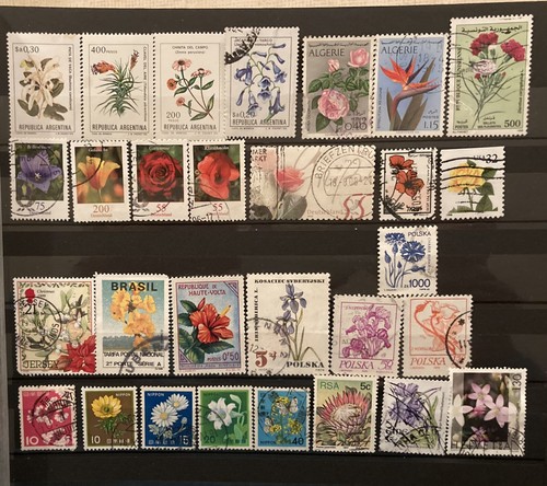 Lot timbres fleurs - timbres,