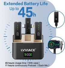 Microphone sans fil iPhone iPad Android (Lightning/USB C),double micros, LVVIACE