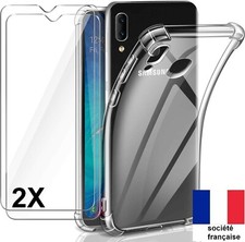 COQUE pour GALAXY A20e + 2X VITRE EN VERRE TREMPE HOUSSE ETUI TRANSPARENT 