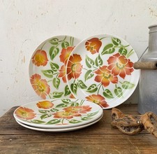 LOT 4 ASSIETTES ONTARIO ORCHIES MOULIN DES LOUPS FRANCE VINTAGE FLEURS TBE