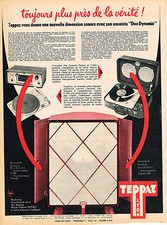 PUBLICITE ADVERTISING 124  1958  TEPPAZ   tourne-disque  éléctrophone 2