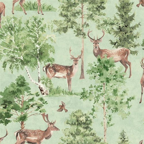 Papier peint forêt cerfs - forêt,