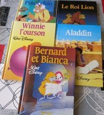 Walt Disney Lot De 5 Livres Bernard Bianca, Aladdin Winnie Pinocchio Roi Lion 