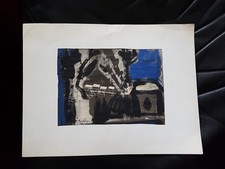 art cobra GOUACHE sur papier journal  signe MICHEL CHAPUIS 91 cote benezit    