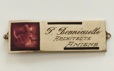 mama-estelle Ancienne Plaque Saint CHRISTOPHE Métal Gravé et Email Violet