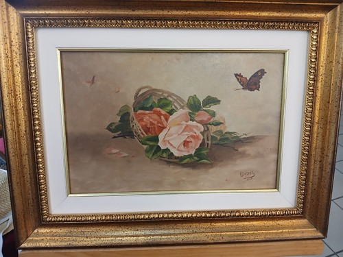 Huile sur toile bouquet - ,