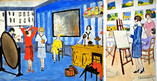 Dessins GOUACHES (2)  "Les garçonnes"  la MODE des ANNEES FOLLES vers 1930