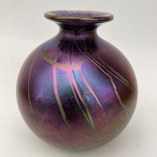Vase, PHOENICIEN, verre irisé,  Malté, forme boule , signé Phoenician Malta 1988
