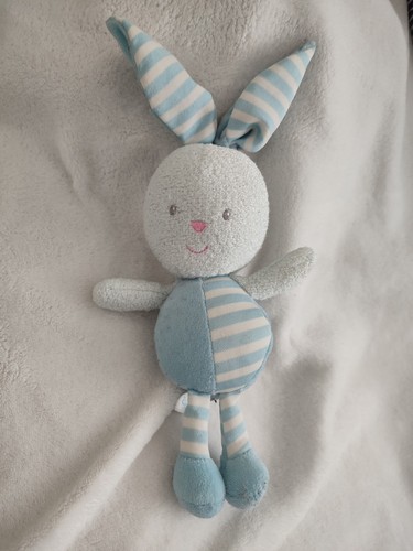 Doudou lapin bleu blanc - lapin,