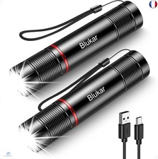 Blukar Lampe Torche LED Rechargeable, [Lot de 2] Lampe de Poche Tactique LED