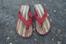 tongs plates rouges dessus cuir 37