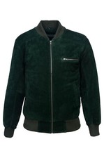 Homme Vert Daim Cuir Veste