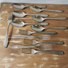 Lot 12 Couverts en Métal Argenté 84 Ercuis art Déco / Réf A302