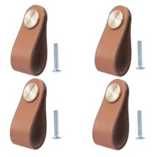 Lot de 4 Poignée Meuble Cuir Bouton de Portes Placard Poignee Cuir Bouton de ...