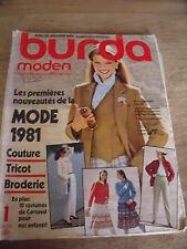MAGAZINE BURDA MODEN CARNAVAL LES PREMIERES NOUVEAUTES DE LA MODE 81    01/1981