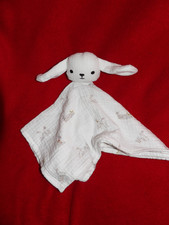 Doudou Plat Bout'chou Monoprix Lapin Lange Blanc Imprimé Lapin et Barrière