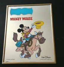 miroir Mickey Mouse Walt Disney vintage Marki Taïwan cow-boy en l'état far west