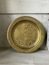Plateau Décor Oriental En Laiton Marocain Ciselé
