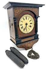 Antique french Charles X clock 19th century wood marquetry