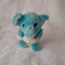 Peluche doudou éléphant bleu Hauteur 12 cm Vintage