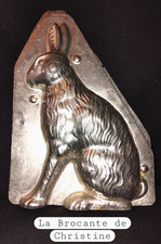 N° 801/15-MOULE A CHOCOLAT/ Grand Lièvre Assis Métal Etamé 18,5   chocolate mold