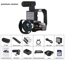 Caméra Vidéo Numérique HDR 8K, Vision Nocturne, Webcam WIFI 48Mp, Caméscope Pour