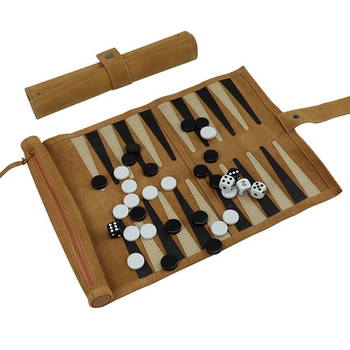 Backgammon cuir vrai - en,