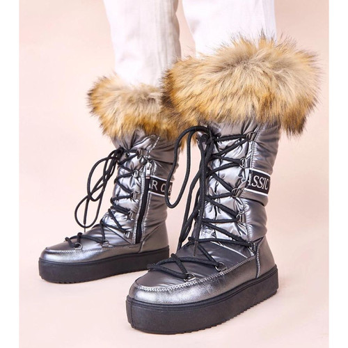 Lace fur mid calf snow - lace,