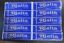 CHOCOLAT MENIER LOT DE 10  ENVELOPPES RIALTA AU LAIT FACTICE COLLE SUR BOIS