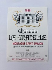 etiquette vin wine label Château La Chapelle  1988 75cl Montagne saint-émilion 