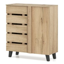 Armoire à Chaussures 4 Niveaux Organisateur de Rangement avec Porte à Persienne