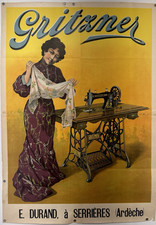 GRITZNER E. Durand à Serrières Ardèche Affiche originale machine à coudre 1900