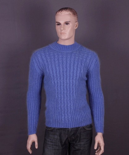 Pull mohair couleur bleu - mohair, :