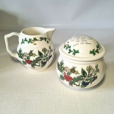 🔅 PORTMEIRION "the Holly & the Ivy"  sucrier & pot à lait  faience houx 2 noel
