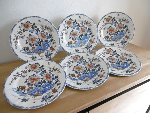 Six assiettes plates faience - six,