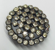 ANCIEN BOUTON STRASS SUR ARGENT AVEC POINCON DIAMETRE 3 CM N°4