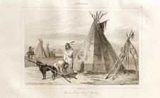 GRAVURE  CANADA   1840  " TENTE D'UN CHEF INDIEN  "