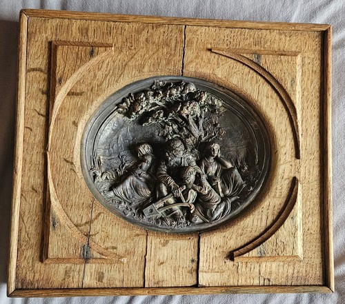 Bas relief ovale cuivre - bas, en