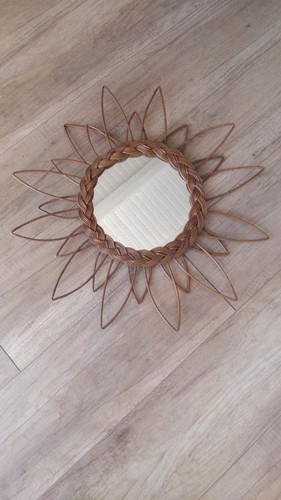 Miroir mural rotin vintage - miroir,