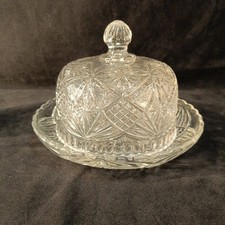 Cloche À Fromage En Verre Travaillé Moulé, Diamètre Cloche 15,5Cm Plateau 20,5Cm