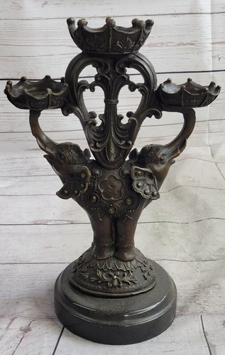 Deux tête éléphant bougeoir - deux,