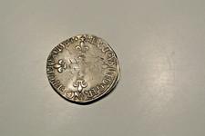 HENRI III ROI de FRANCE  1/4 ECU 1584 H FLAN LARGE  3 CM RARE R2