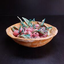 Art Nouveau poterie céramique barbotine assiette cerises fait main France N7545 