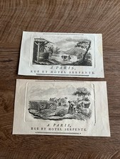 gravure ancienne 18e siècle N412 a paris rue et hotel serpente