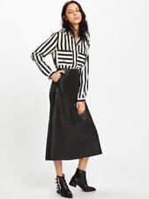 Femme Véritable Cuir Bordeaux Jupe Peau D'Agneau Trapèze Longueur Genou Souple