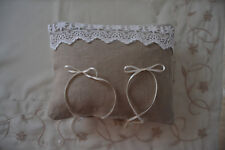 CUSCINO PORTAFEDI MATRIMONIO puro lino - pregiato pizzo. Shabby chic
