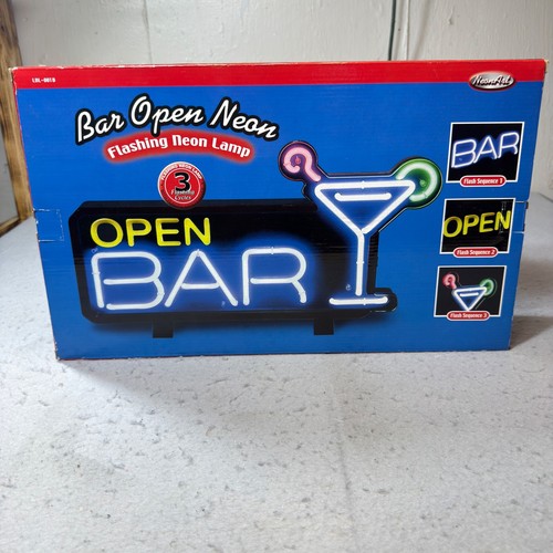 Vintage neon open bar sign - bar,