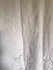 Drap Ancien De Présentation Neuf Broderie Richelieu 