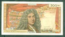 RARE BILLET DE 500NF MOLIÈRE